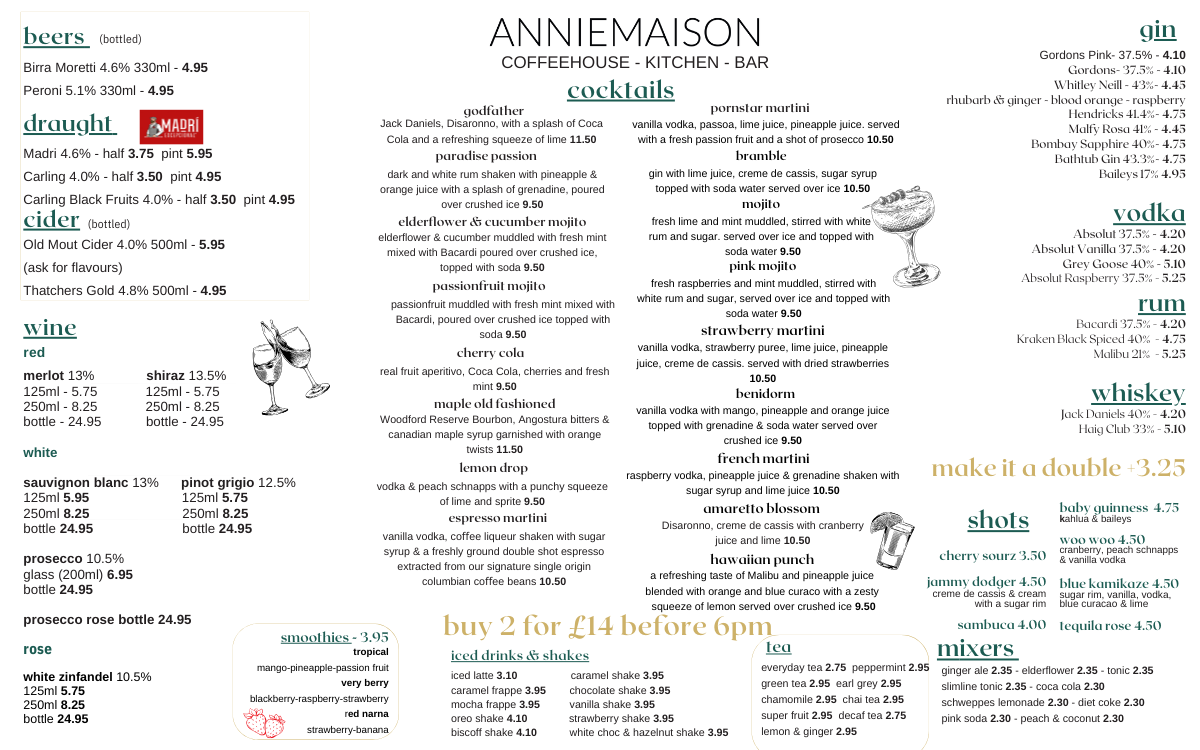 Annie maison menu